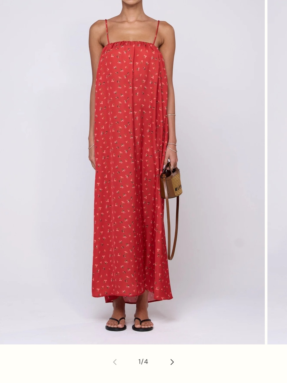RESA Red Floral Spaghetti-Strap Maxi Skirt